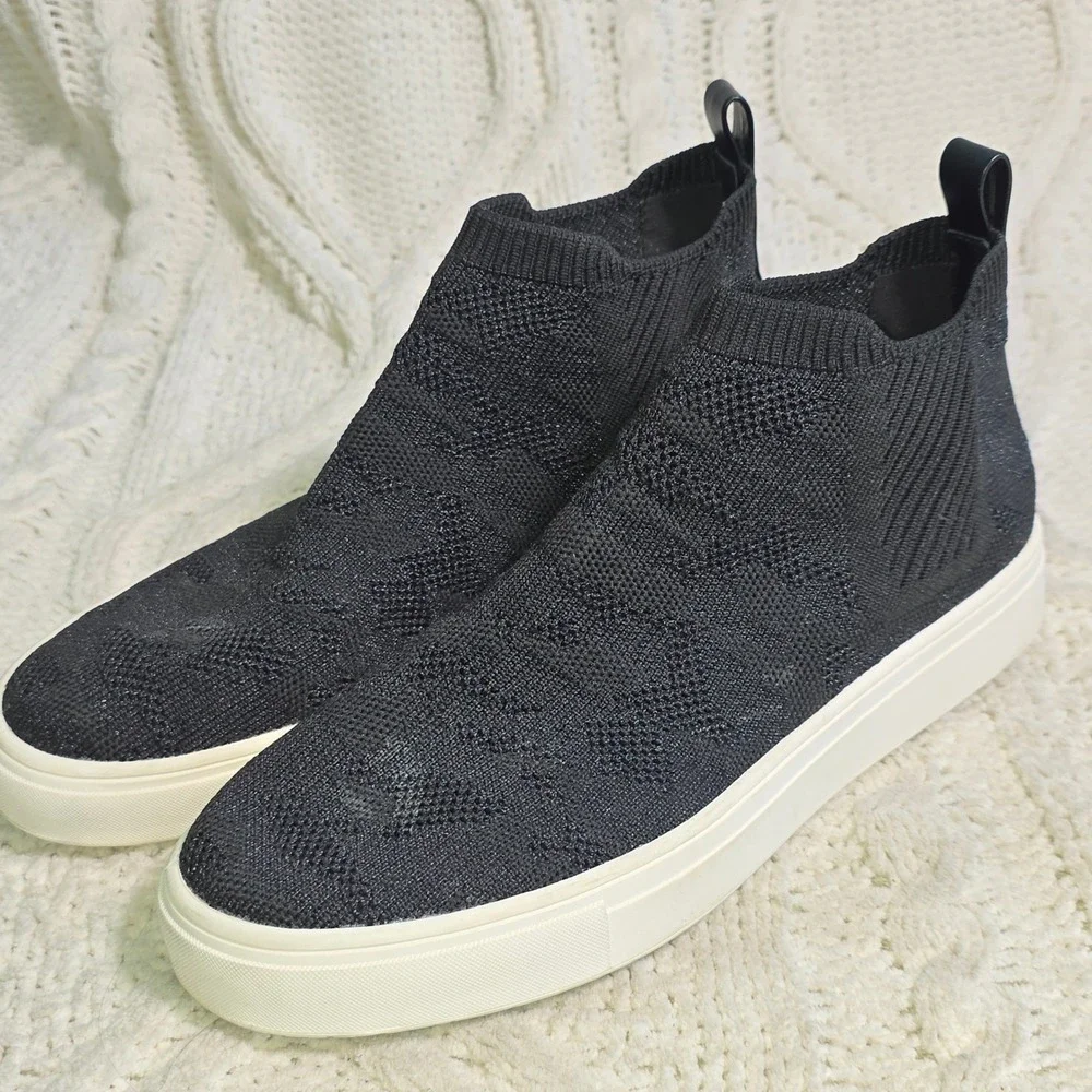 Sanctuary Dare Sock High Top Sneakers Stretchy‎ Black Knit Womens 7.5 Excellent